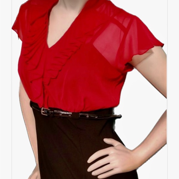 ALYX BELTED DRESS. LIKE NEW! WORN ONCE. SHEATH DRESS WITH RUFFLE ACCENTS. - Picture 11 of 15